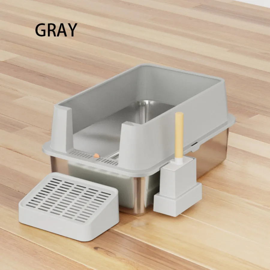 Direct-out semi-enclosed cat litter box